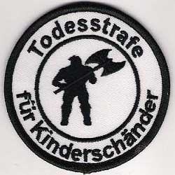 Aufnäher- Todesstrafe für Kinderschänder Henker weiss Aufnäher- Todesstrafe für Kinderschänder Henker weiss